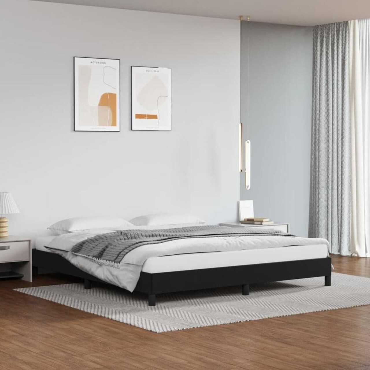 Edge Collections - Modern Faux Leather King Bed Frame - 1 Piece
